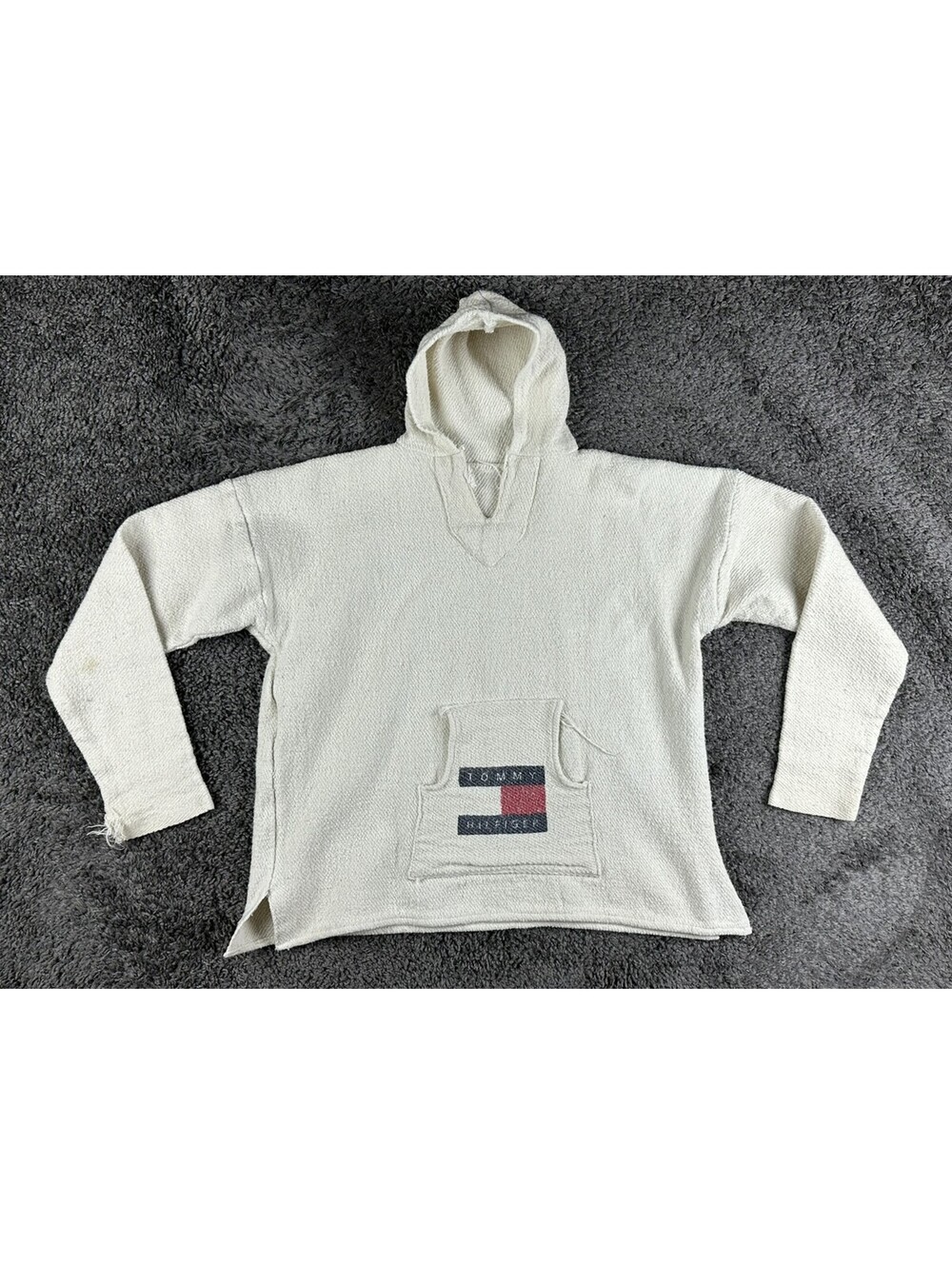 Vintage Tommy Hilfiger Puerto Vallarta Mexico Jerga Drug Rug Hoodie Mens L